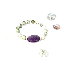 Ametist ve Anjelit (Melek Taşı) Doğal Taş Bileklik – İç Huzur ve Koruma Enerjisi