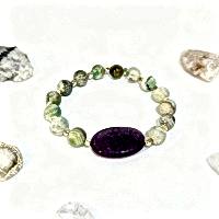 Ametist ve Anjelit (Melek Taşı) Doğal Taş Bileklik – İç Huzur ve Koruma Enerjisi