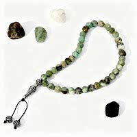 El Yapımı Anjelit (Melek Taşı) Doğal Taş Tesbih – Ruhsal Huzur ve Şefkat Taşı