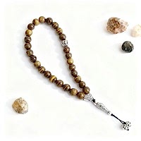 El Yapımı Kaplangözü Doğal Taş Tesbih (10mm) – Güç ve Konsantrasyon Taşı