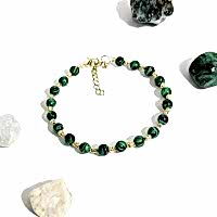 El Yapımı Malahit Doğal Taş Halhal – Denge ve Güç Simgesi