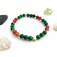 Malahit ve Kırmızı Akik Doğal Taş Bileklik - Dönüşüm ve Yaşam Enerjisi