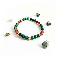 Malahit ve Kırmızı Akik Doğal Taş Bileklik - Dönüşüm ve Yaşam Enerjisi