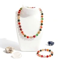 Renkli Akik Doğal Taş Takı Seti - Çok Yönlü Enerji ve Çakra Dengeleyici