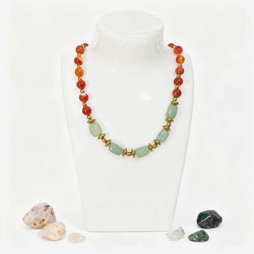 Akik, Aventurin ve Hematit Doğal Taş El Yapımı Kolyе – Enerji, Denge ve Zarafet