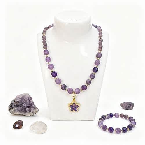 Ametist Doğal Taş El Yapımı Takı Seti – Zarafetin ve İç Huzurun Simgesi