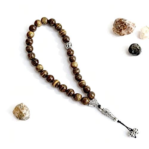 El Yapımı Kaplangözü Doğal Taş Tesbih (10mm) – Güç ve Konsantrasyon Taşı