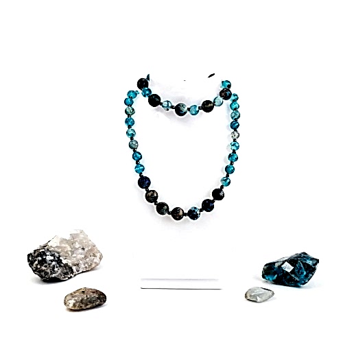 Jasper Mavi Akik ve Hematit Doğal Taş Takı Seti - Dengeleyici ve Güçlendirici