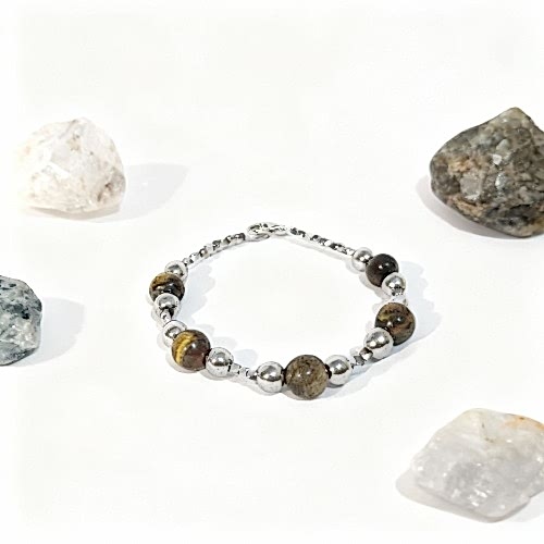 Kaplangözü ve Hematit Doğal Taş El Yapımı Bileklik – Güç, Koruma ve Denge