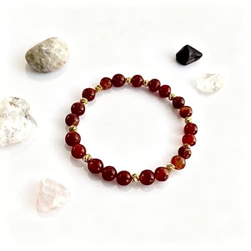 Kırmızı Akik Doğal Taş Bileklik - Yaşam Enerjisi ve Cesaret Veren Güçlü Tılsım