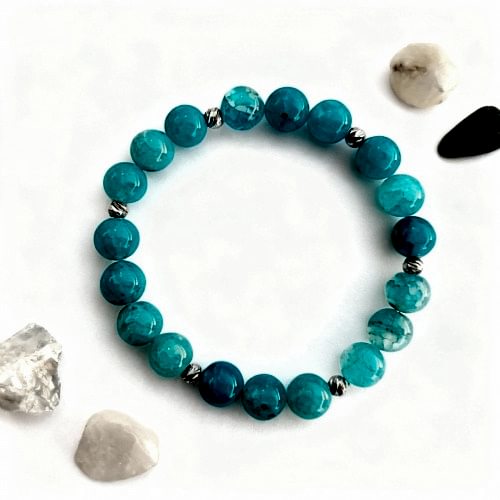 Mavi Akik Doğal Taş Bileklik - İletişim Gücü ve İç Huzuru Destekleyen
