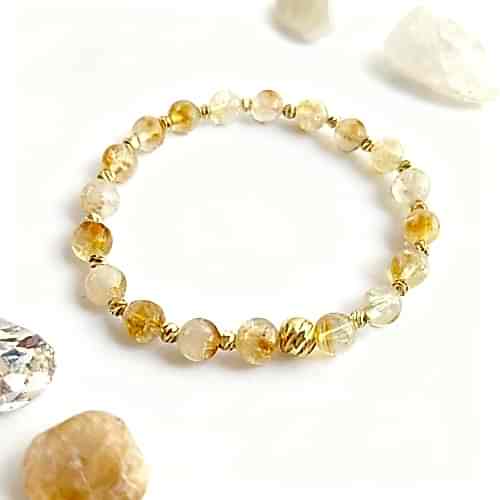 Sitrin Doğal Taş Bileklik - Bolluk ve Başarı Enerjisi Taşıyan Güneş Taşı