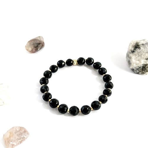 Siyah Akik Doğal Taş Bileklik - Güçlü Koruma ve Topraklama Enerjisi