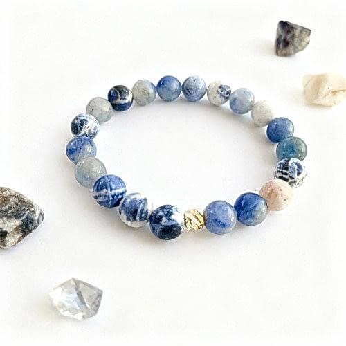 Sodalit Doğal Taş Bileklik - Zihinsel Berraklık ve Sezgisel Bilgelik Taşı