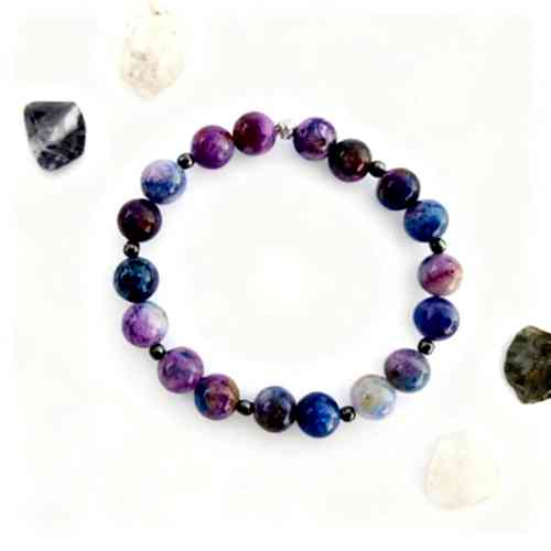 Sugilit ve Hematit Doğal Taş Bileklik - Spiritüel Farkındalık ve Koruma