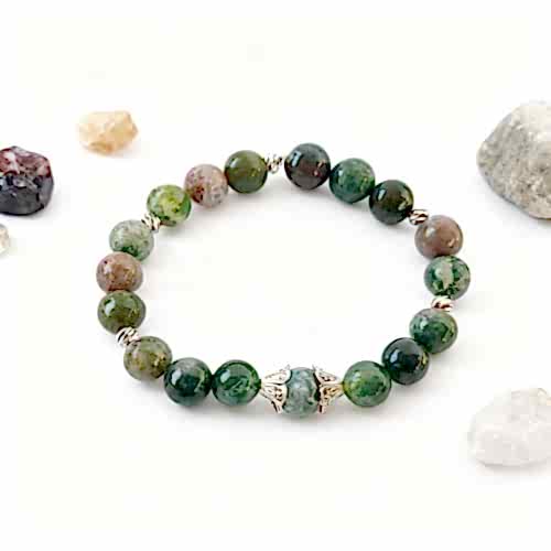 Yosunlu Akik Doğal Taş Bileklik - Doğa Enerjisi ve Büyüme Gücü Taşıyan